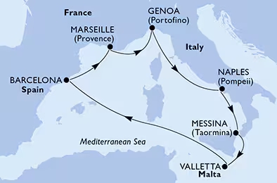 Mediterrán történelem az MSC legújabb hajójával csoportos hajóút